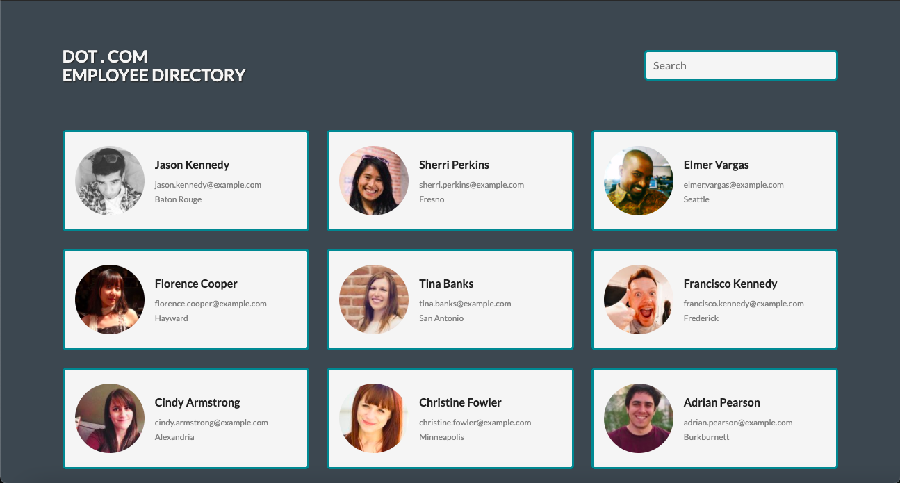 Image of an Employee Directory website